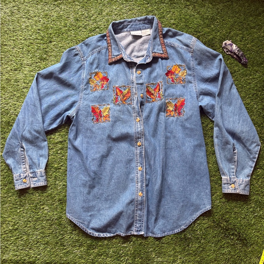 Bobbie brooks denim like button-up shirt